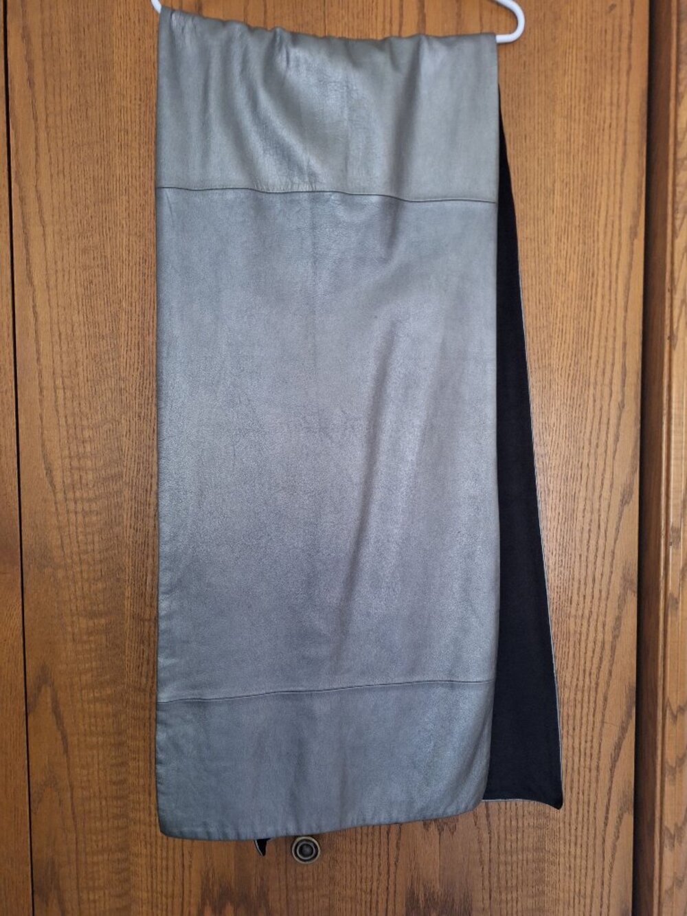 BCBGMaxAzria Vintage Metallic Gunmetal-Colored Genuine Leather Shawl